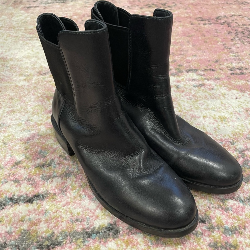 Clarks Black Faux Leather Booties